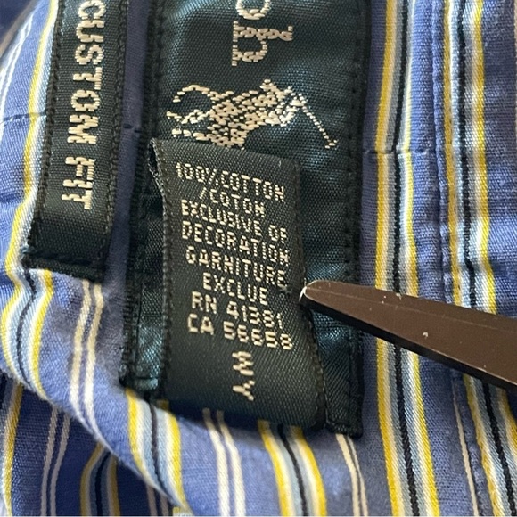 Vintage Ralph Lauren Custom Fit striped Button Down Shirt Men’s M 100 % cotton - Picture 6 of 9